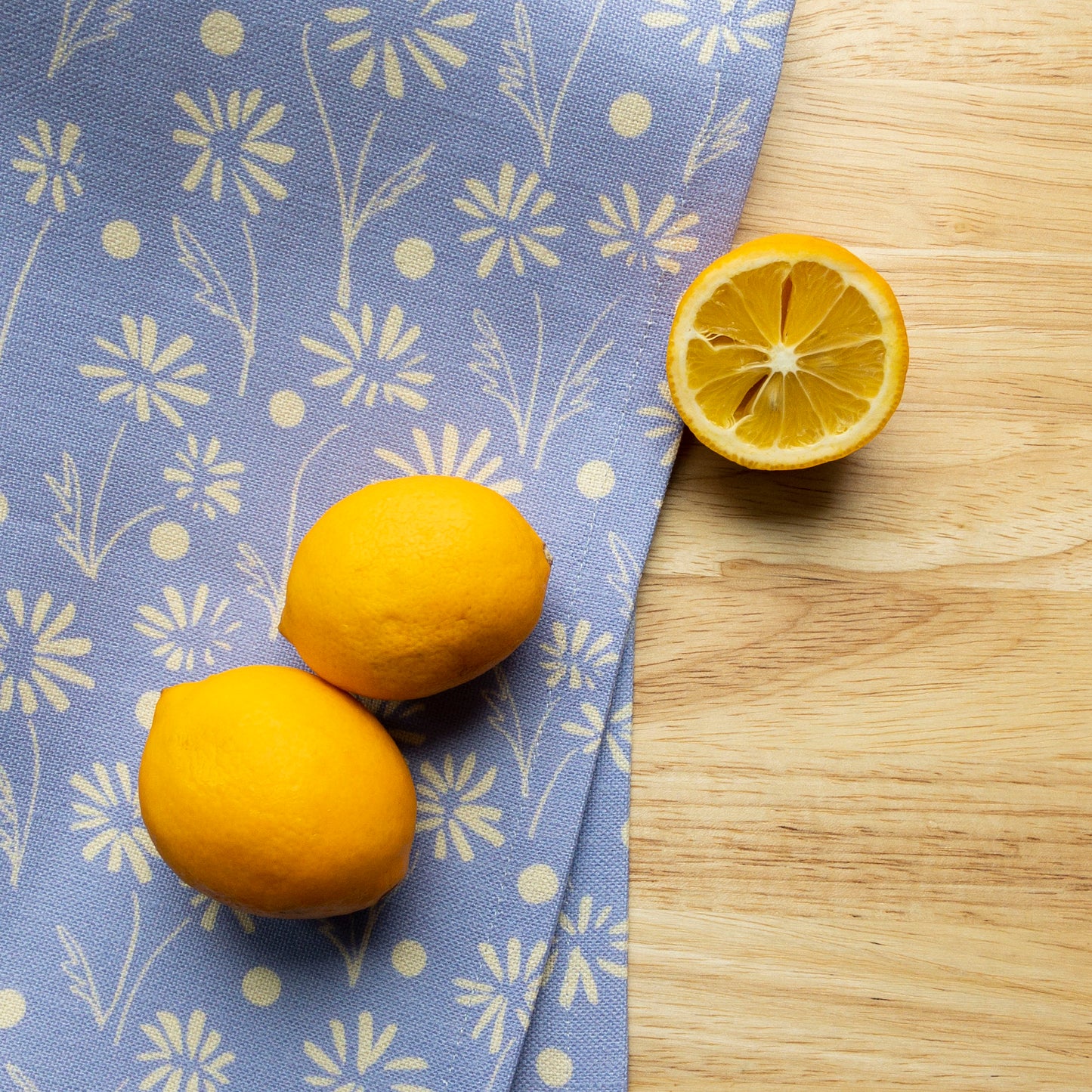 Linen Tea Towel - Periwinkle Daisy