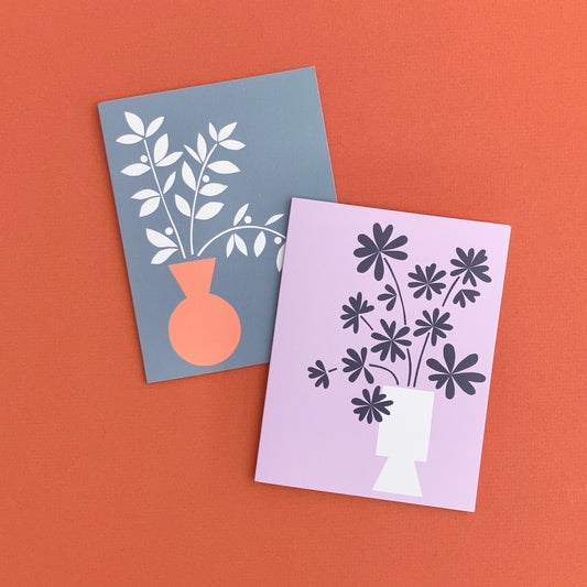 Vase on Purple Greeting Card