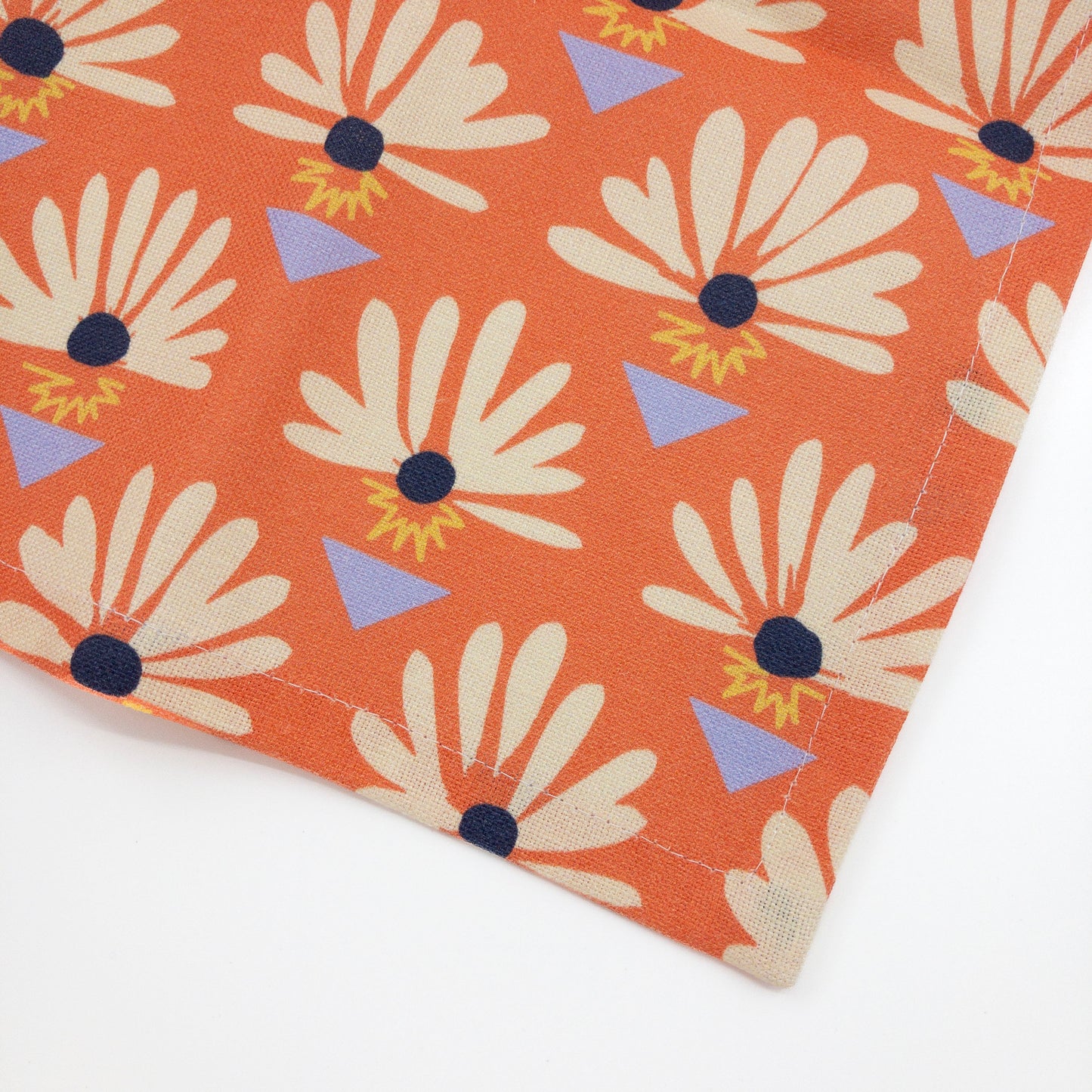 Linen Tea Towel - Red Fan Flowers