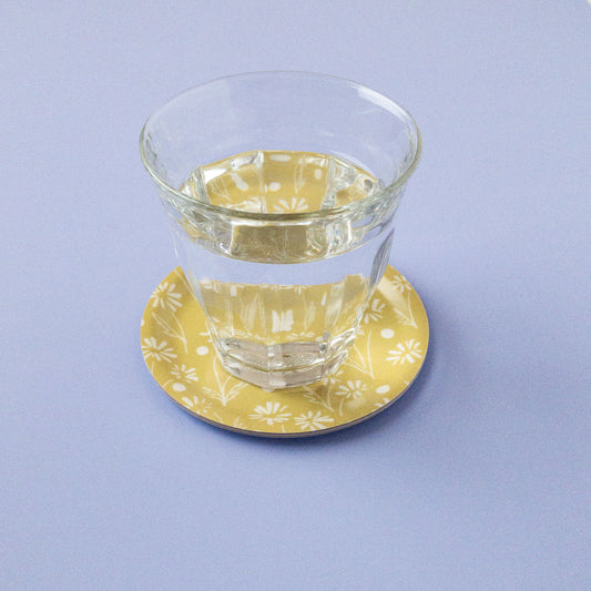 Patterned Coaster - Yellow Daisy