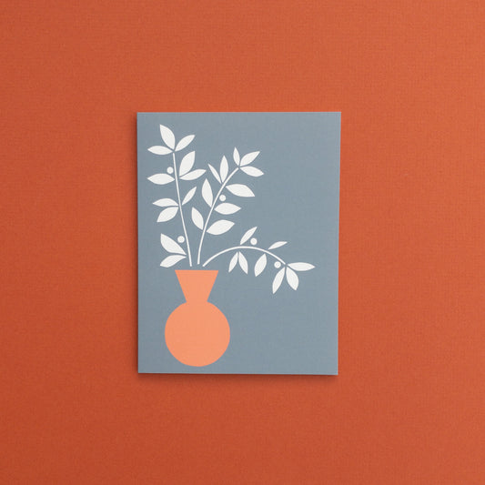 Leaf Vase on Slate Greeting Card