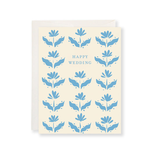 Blue Floral Wedding Greeting Card