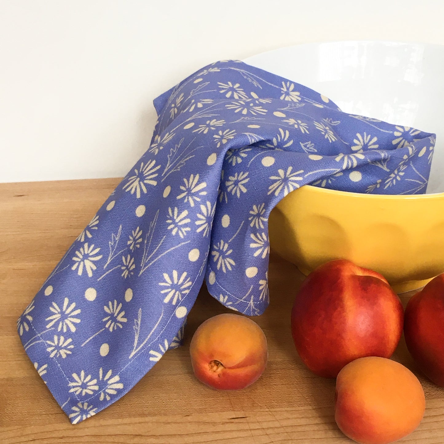 Linen Tea Towel - Periwinkle Daisy