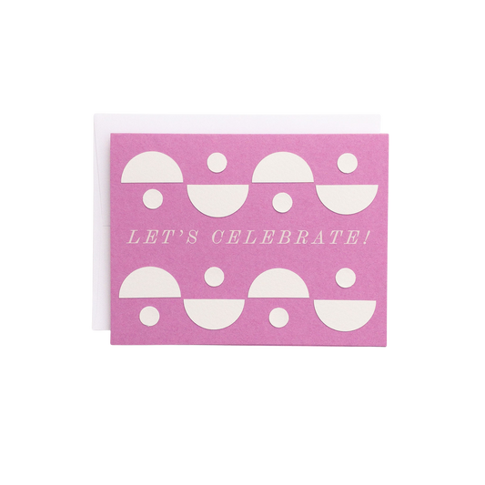 Let's Celebrate Card — Hand-Cut Paper Design on Orchid Pink