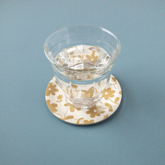 Patterned Coaster - Gold Flowers