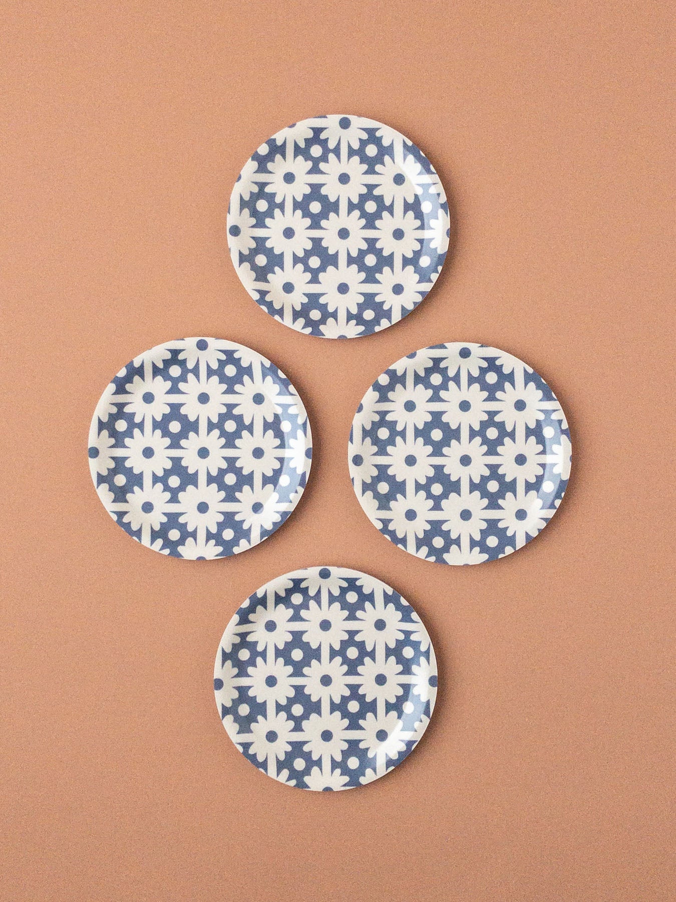 Patterned Coaster - Navy Grid