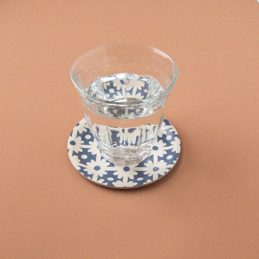 Patterned Coaster - Navy Grid