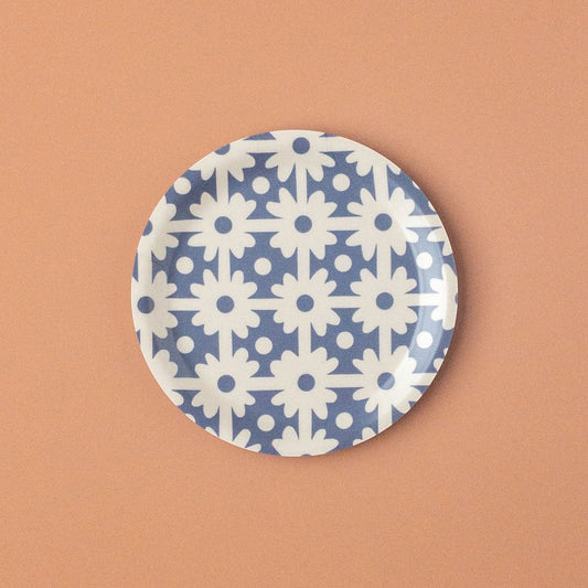 Patterned Coaster - Navy Grid