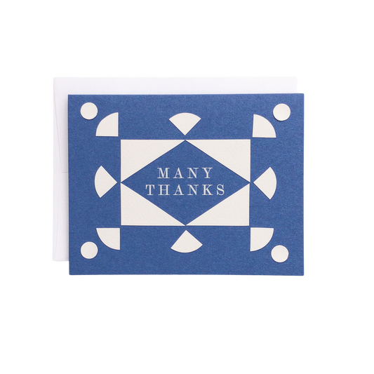 Patchwork Thank You Card — Hand-Cut Paper Design on Blue