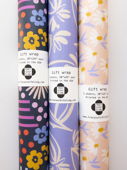 Floral gift wrap - 6 assorted sheets