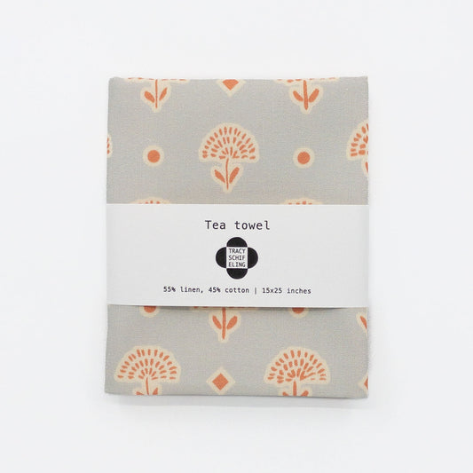 Cotton Linen Tea Towel - Marigolds