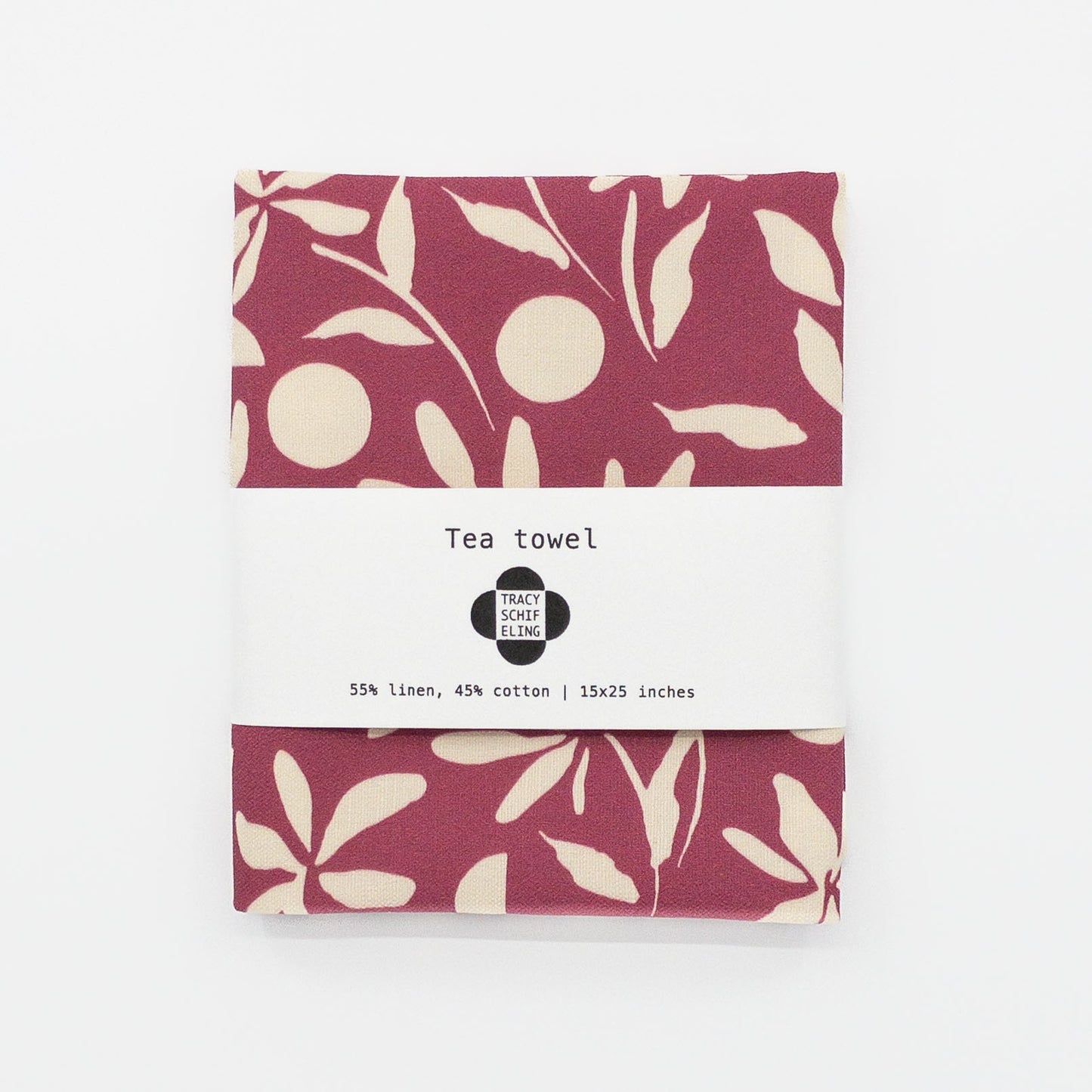 Cotton Linen Tea Towel - Plum Floral