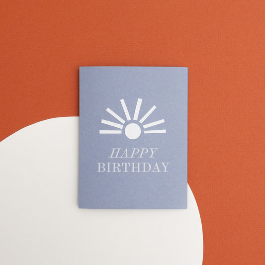 Sunburst Birthday Card — Hand-Cut Paper Design on Storm Blue