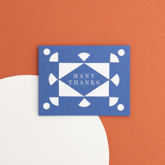 Patchwork Thank You Card — Hand-Cut Paper Design on Blue