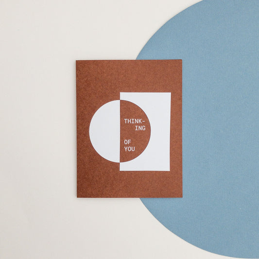 Space Thinking Of You Card — Hand-Cut Paper Design on Sepia