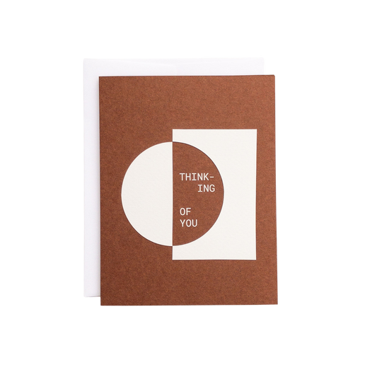 Space Thinking Of You Card — Hand-Cut Paper Design on Sepia