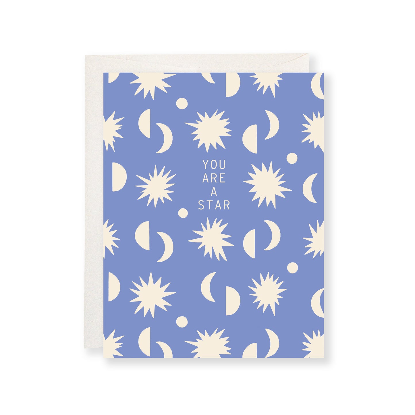 Blue greeting card featuring suns, moons, and the message "You Are A Star".