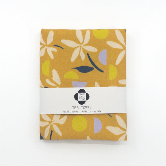Cotton Linen Tea Towel - Moonlit Floral