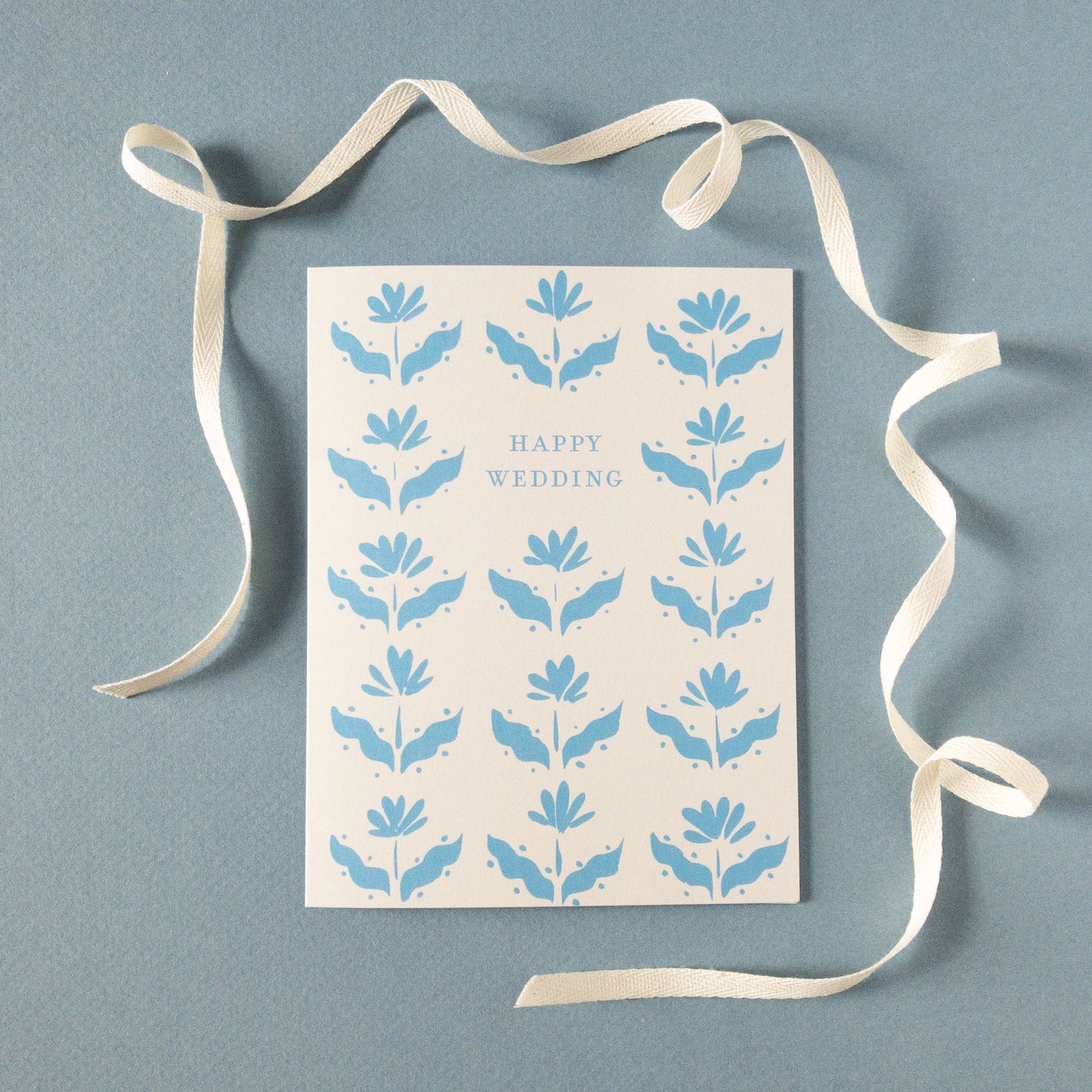 Blue Floral Wedding Greeting Card